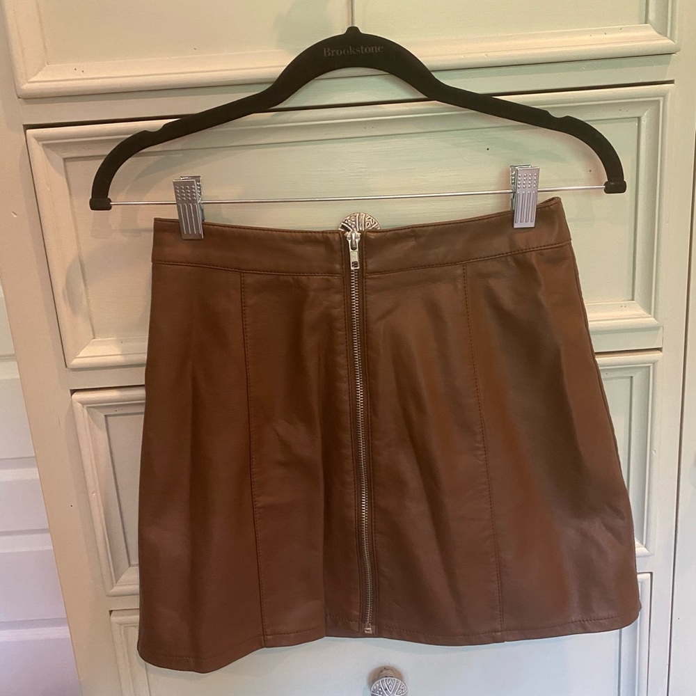 Camel faux leather skirt